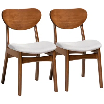 Baxton Studio Katya Gray Fabric Dining Chairs Set Of 2 In Brown