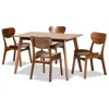 Baxton Studio Katya Walnut Brown 5-piece Dining Set In Brown
