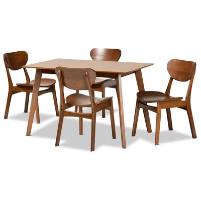 Baxton Studio Katya Walnut Brown 5-piece Dining Set