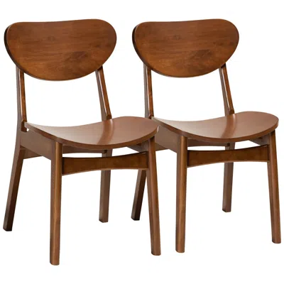 Baxton Studio Katya Walnut Brown Dining Chairs Set Of 2