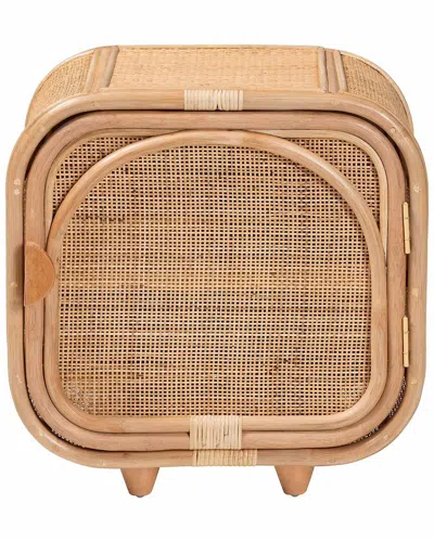 Baxton Studio Keita Bohemian Wood Nightstand In Brown