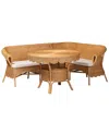Baxton Studio Rashtin Bohemian Rattan 3pc Dining Nook Set