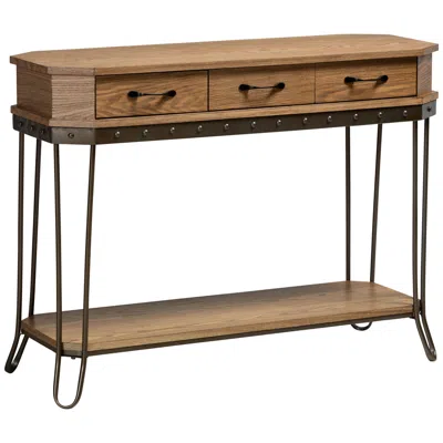 Baxton Studio Kellyn 43" Wide Oak Brown Wood 3-drawer Console Table