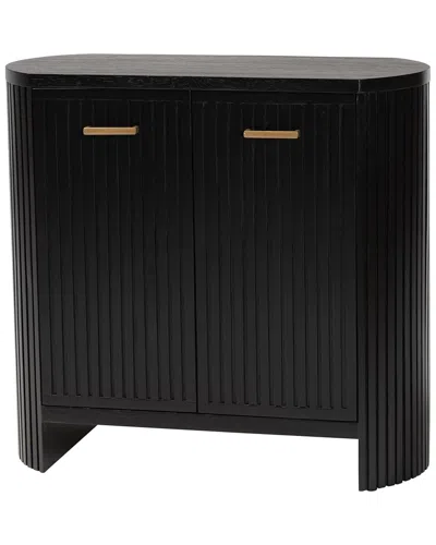 Baxton Studio Keshet Fluted Wood Storage Cabinet In Black