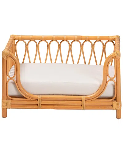 Baxton Studio Kierra Bohemian Rattan Pet Bed In Orange