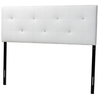 Baxton Studio Kirchem White Faux Leather Queen Headboard