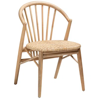 Baxton Studio Kobe Natural Brown Wood Rattan Dining Chair