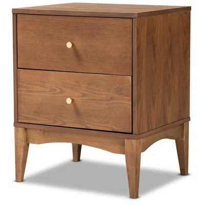 Baxton Studio Landis Ash Walnut Finished Wood 2-drawer Nightstand In Brown