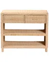 Baxton Studio Lanica Braided Rattan Console Table With Drawers & Shelves In Neutral