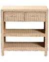 Baxton Studio Lanica Japandi Sun Bleached Rattan 2-drawer Console Table In Brown