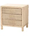 Baxton Studio Lanica Japandi Sun Bleached Rattan 3-drawer Nightstand In Brown