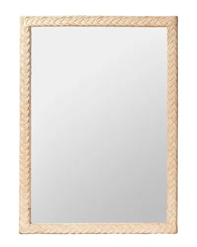 Baxton Studio Lanica Japandi Sun Bleached Rattan Wall Mirror In Brown
