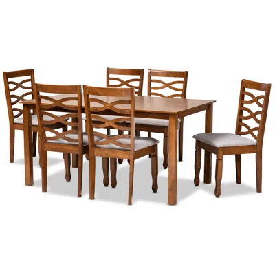 Baxton Studio Lanier Walnut Brown 7-piece Dining Set