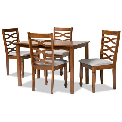 Baxton Studio Lanier Walnut Brown Wood 5-piece Dining Set