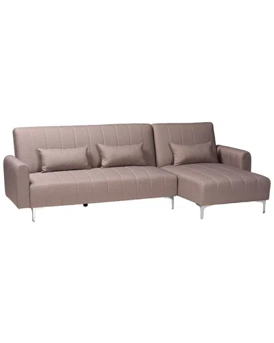 Baxton Studio Lanoma Contemporary Fabric Upholstered Convertible Sleeper Sofa In Pink