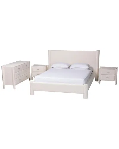 Baxton Studio Laria Modern Teddy-bear Queen Size 4pc Bedroom Set In White