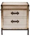 Baxton Studio Laura Vintage Canvas 2-drawer End Table Trunk In White