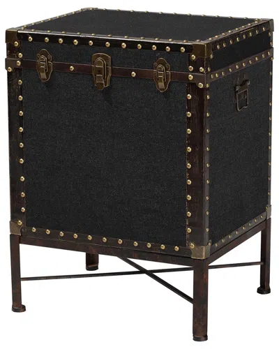 Baxton Studio Laura Vintage Canvas Lift-top Trunk End Table In Brown