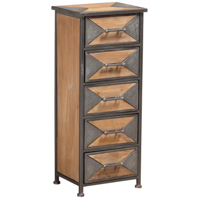 Baxton Studio Laurel 13 1/2" Wide Gray And Brown 5-drawer Accent Cabinet