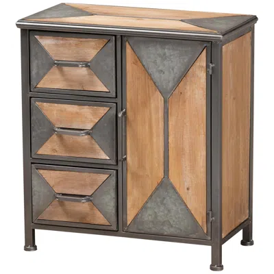 Baxton Studio Laurel 20" Wide Gray And Brown 3-drawer Accent Cabinet