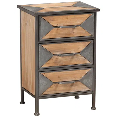 Baxton Studio Laurel Gray And Brown 3-drawer Nightstand