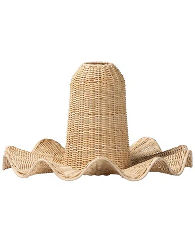 Baxton Studio Lavada Bohemian Scalloped Rattan Pendant Lampshade