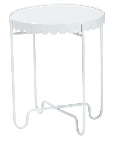 Baxton Studio Laverne Metal Side Table With Scalloped Tray Top In White