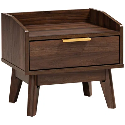 Baxton Studio Lena 17" Wide Walnut Brown 1-drawer Nightstand