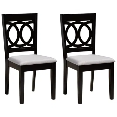 Baxton Studio Lenoir Grey Fabric Upholstered Wood 2-piece Dining Chair Set In Black