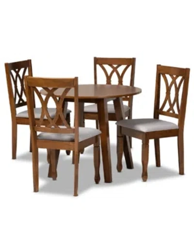 Baxton Studio Leon Modern And Contemporary Fabric Upholstered 5 Piece Dining Set In Grey