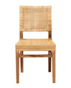 Baxton Studio Lesia Rattan And Wood 2pc Dining Chair Set In Brown