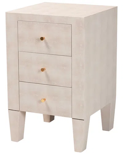 Baxton Studio Leyna Modern Faux Shagreen 3-drawer End Table In White
