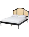 Baxton Studio Librina Classic & Traditional Black Finished Wood Queen Size  Platform Bed With Woven