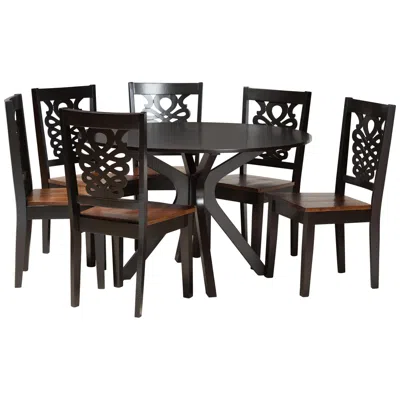 Baxton Studio Liese Two-tone Brown Wood 7-piece Dining Table And Chair Set