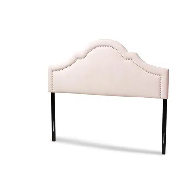 Baxton Studio Light Pink Velvet Fabric Upholstered Queen Size Headboard In Burgundy