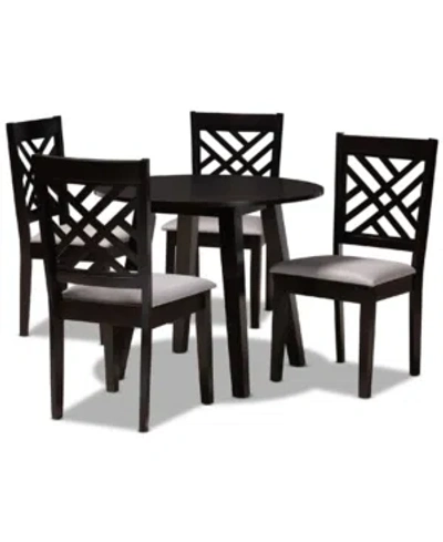Baxton Studio Lilly Modern And Contemporary Fabric Upholstered 5 Piece Dining Set In Black