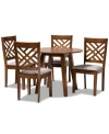 Baxton Studio Alena Modern And Contemporary Fabric Upholstered 5 Piece Dining Set In Walnut Brown