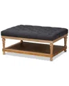 Baxton Studio Lindsey Modern & Rustic Upholstered & Greywashed Wood Cocktail Ottoman