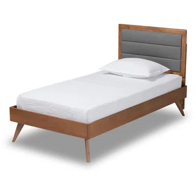 Baxton Studio Linn Dark Gray Fabric Twin Size Platform Bed