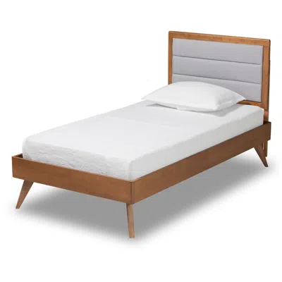 Baxton Studio Linn Light Gray Fabric Twin Size Platform Bed