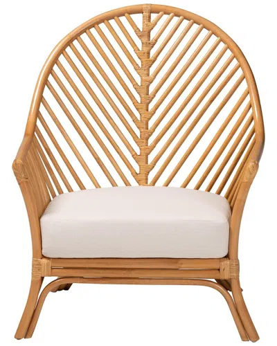 Baxton Studio Lisabon Bohemian Rattan Arm Chair In Brown