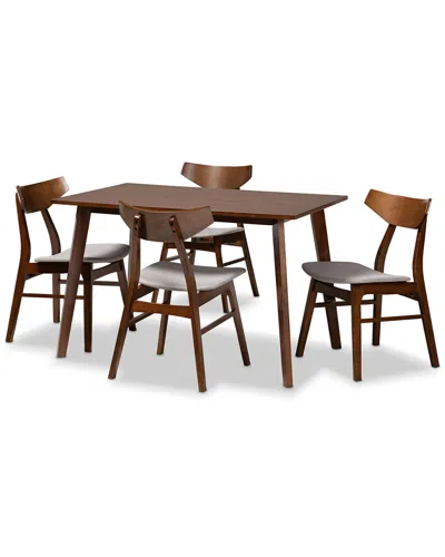 Baxton Studio Lois 5-piece Dining Set In Brown