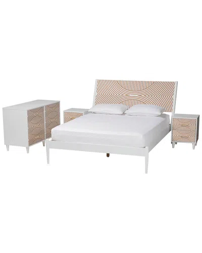 Baxton Studio Louetta Carved Contrasting King Size 4pc Bedroom Set In Brown