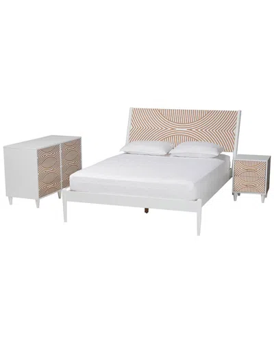 Baxton Studio Louetta Carved Contrasting Queen Size 3pc Bedroom Set In White
