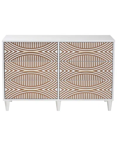 Baxton Studio Louetta Coastal White Carved Contrasting 6-drawer Dresser In Multi