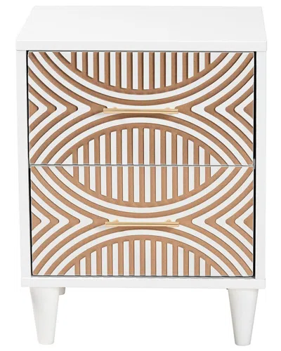 Baxton Studio Louetta Coastal White Caved Contrasting 2-drawer Nightstand