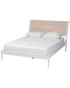 Baxton Studio Louetta Coastal White King Size Platform Bed With Carved  Contrasting Headboard