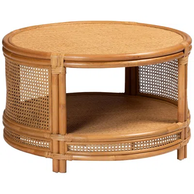Baxton Studio Louis 30" Wide Natural Brown Rattan Coffee Table