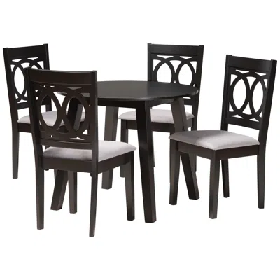 Baxton Studio Louisa Gray Fabric 5-piece Dining Table And Chairs Set In Black