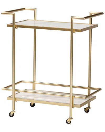 Baxton Studio Louise 2-tier Wine Cart In Gold